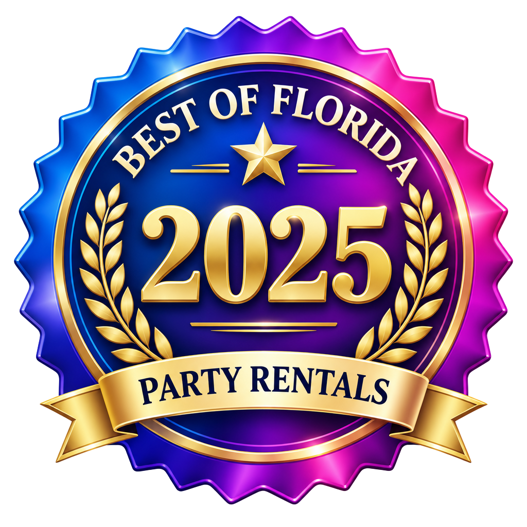 Best of Florida 2025 award badge for party rentals