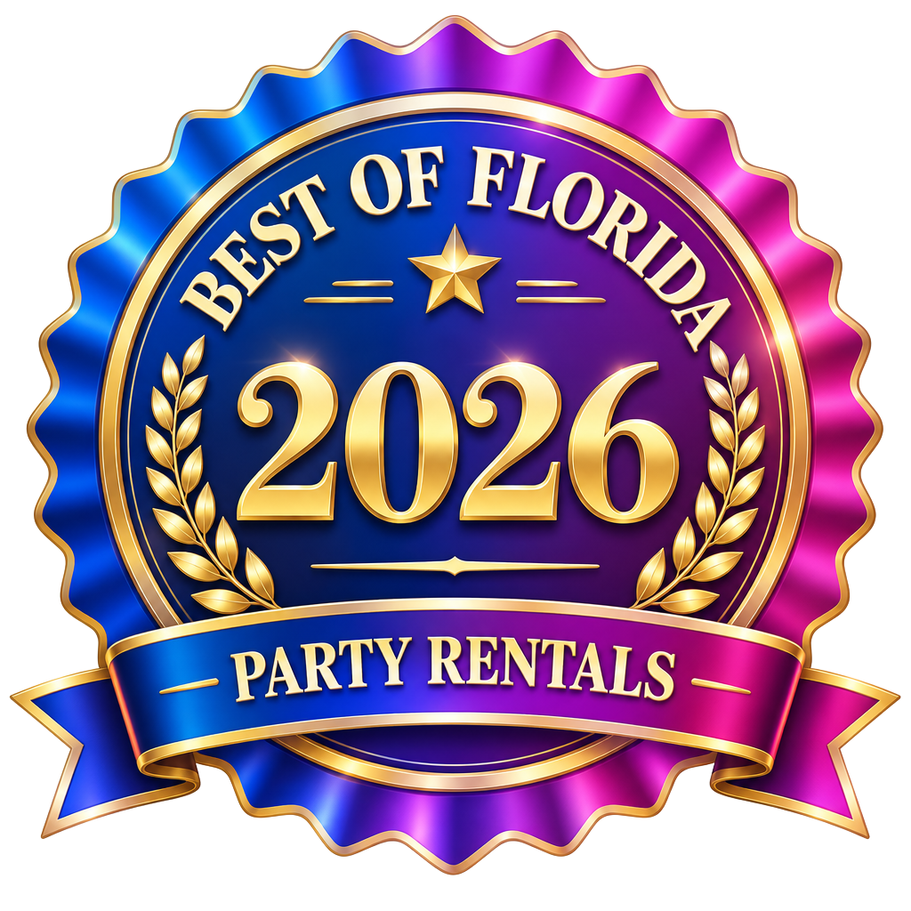Best of Florida 2026 award badge for party rentals
